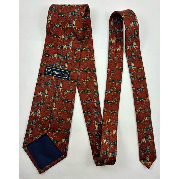 Vintage Huntington Silk Tie Horse Pattern - Picture 7 of 10